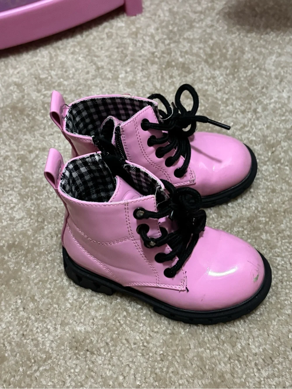 Kids Pink Lace-Up Combat Boots - Stylish Everyday Shoes